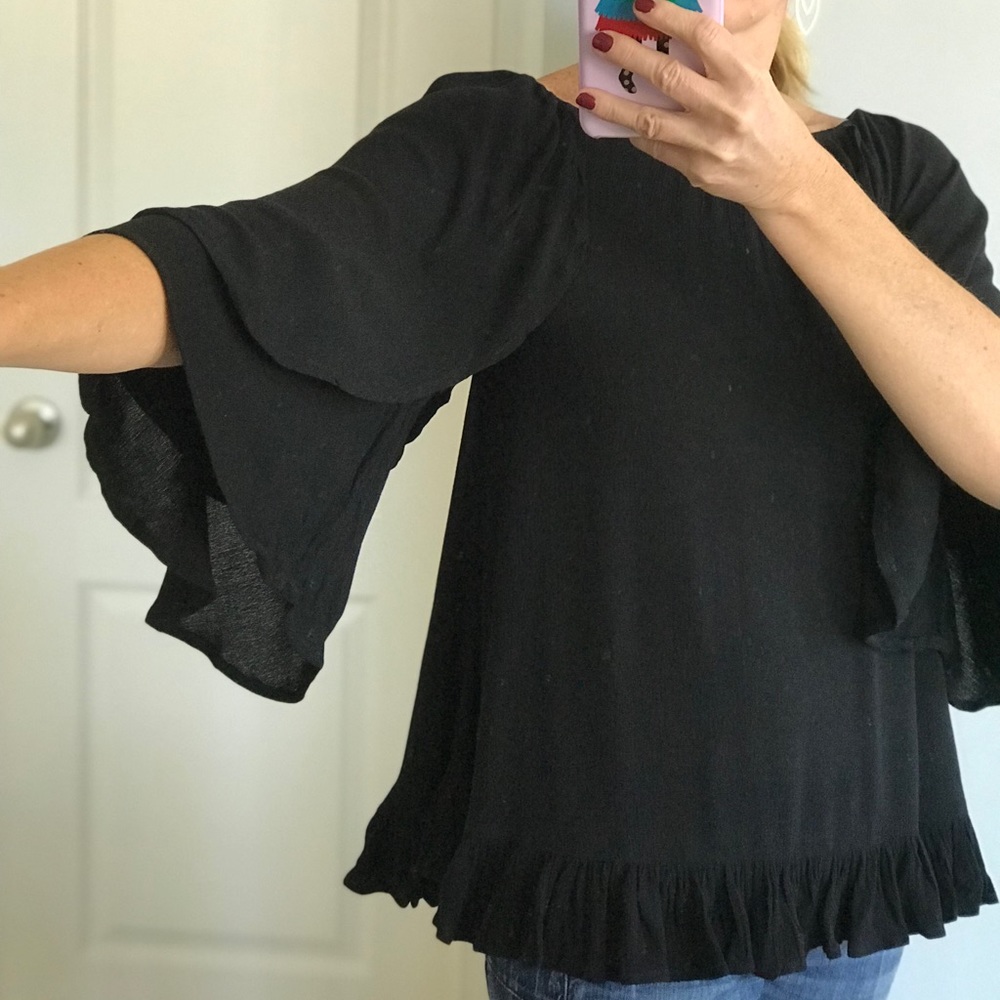 ❤️1 MED❤️Off The Shoulder Bell Sleeve Tunic Top - Picture 4 of 7